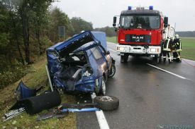 VKU auf der B187 zwischen Jessen und Listerfehrda